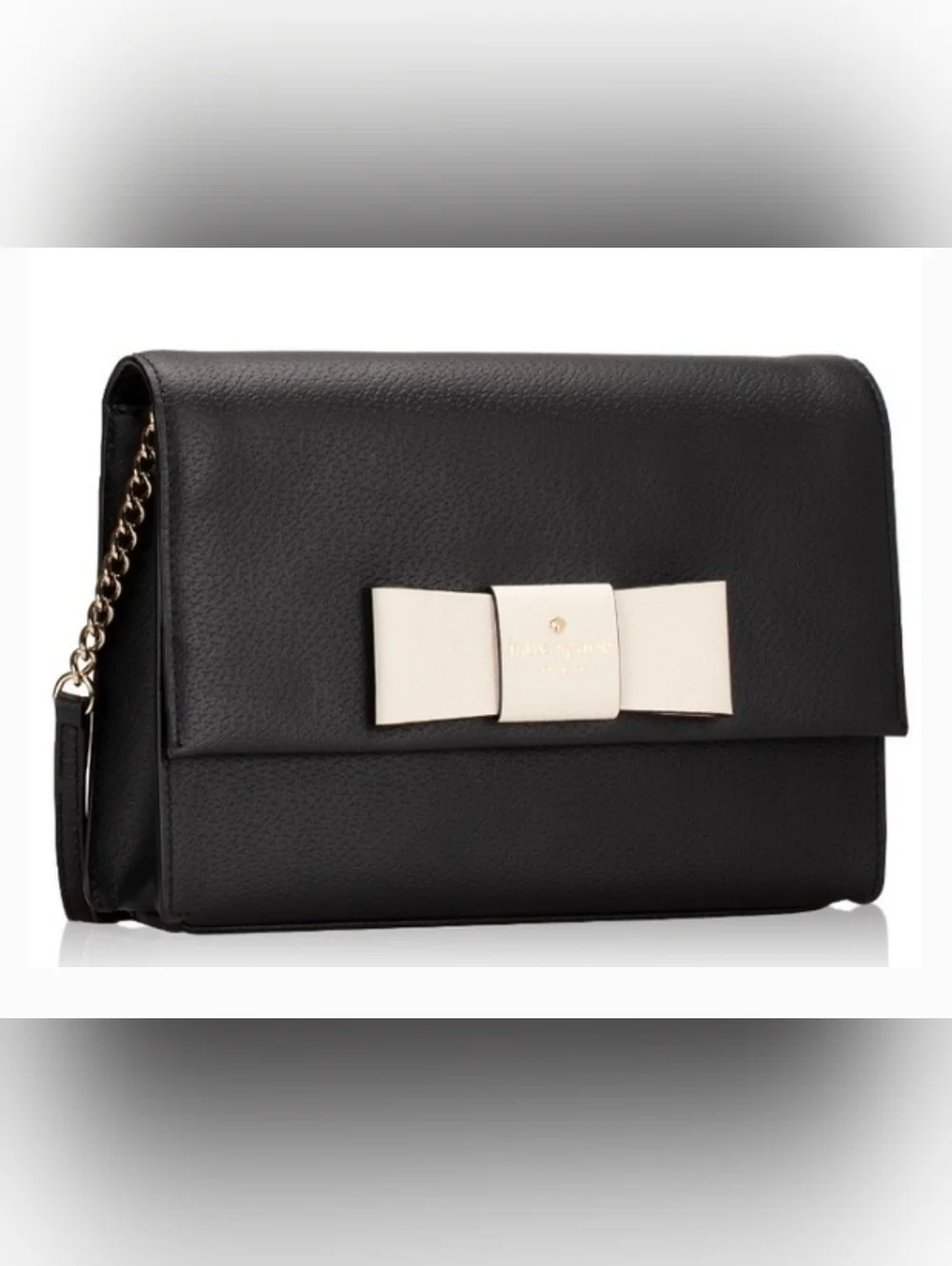 kate spade Black Leather CrossBody with Cream Bow